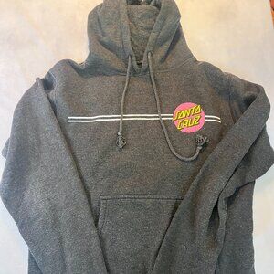 Santa Cruz Heather Grey Pullover Hoodie Pink & Orange Logo Graphic